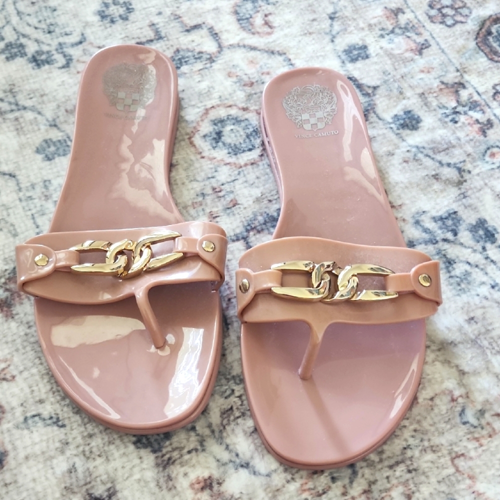 Vince Camuto Pink Sandals with Gold Accents